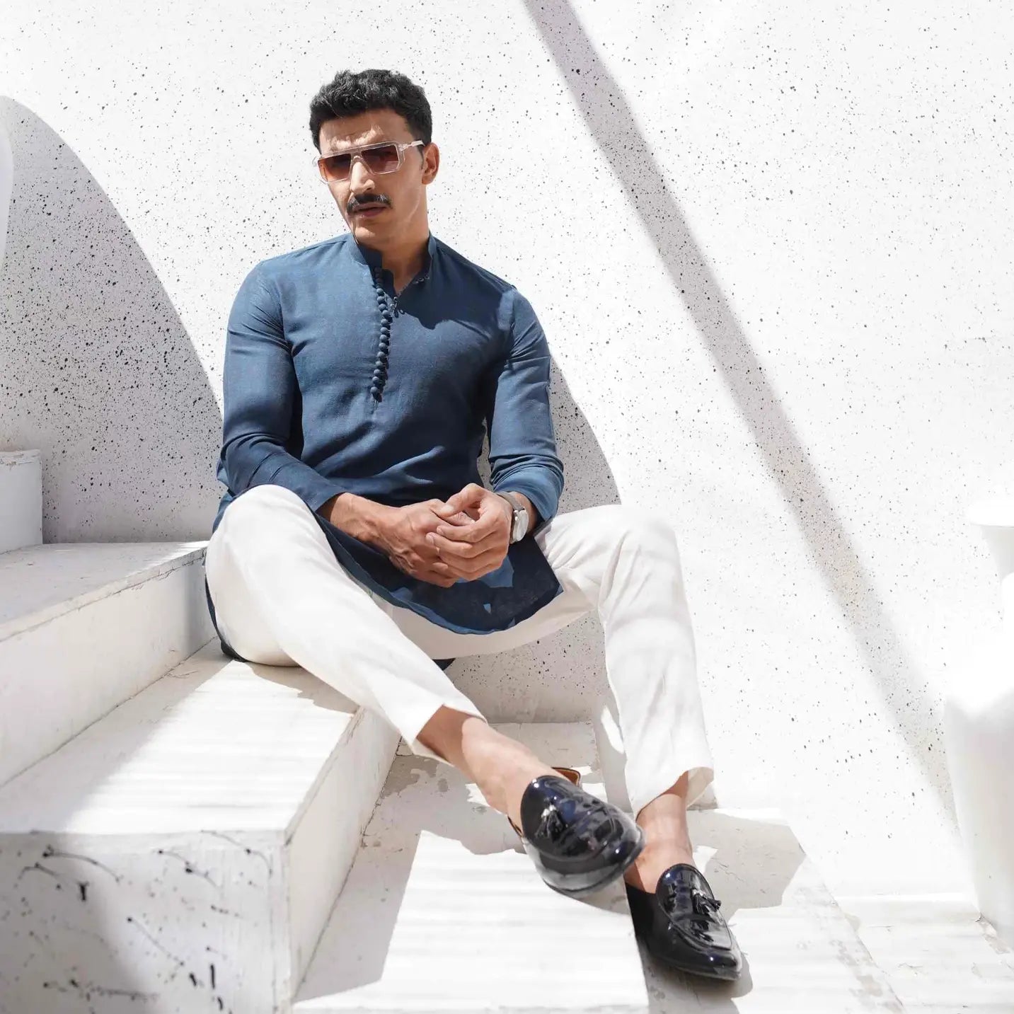 Marine Blue Kurta Pajama – Eid & Friday Wear USA
