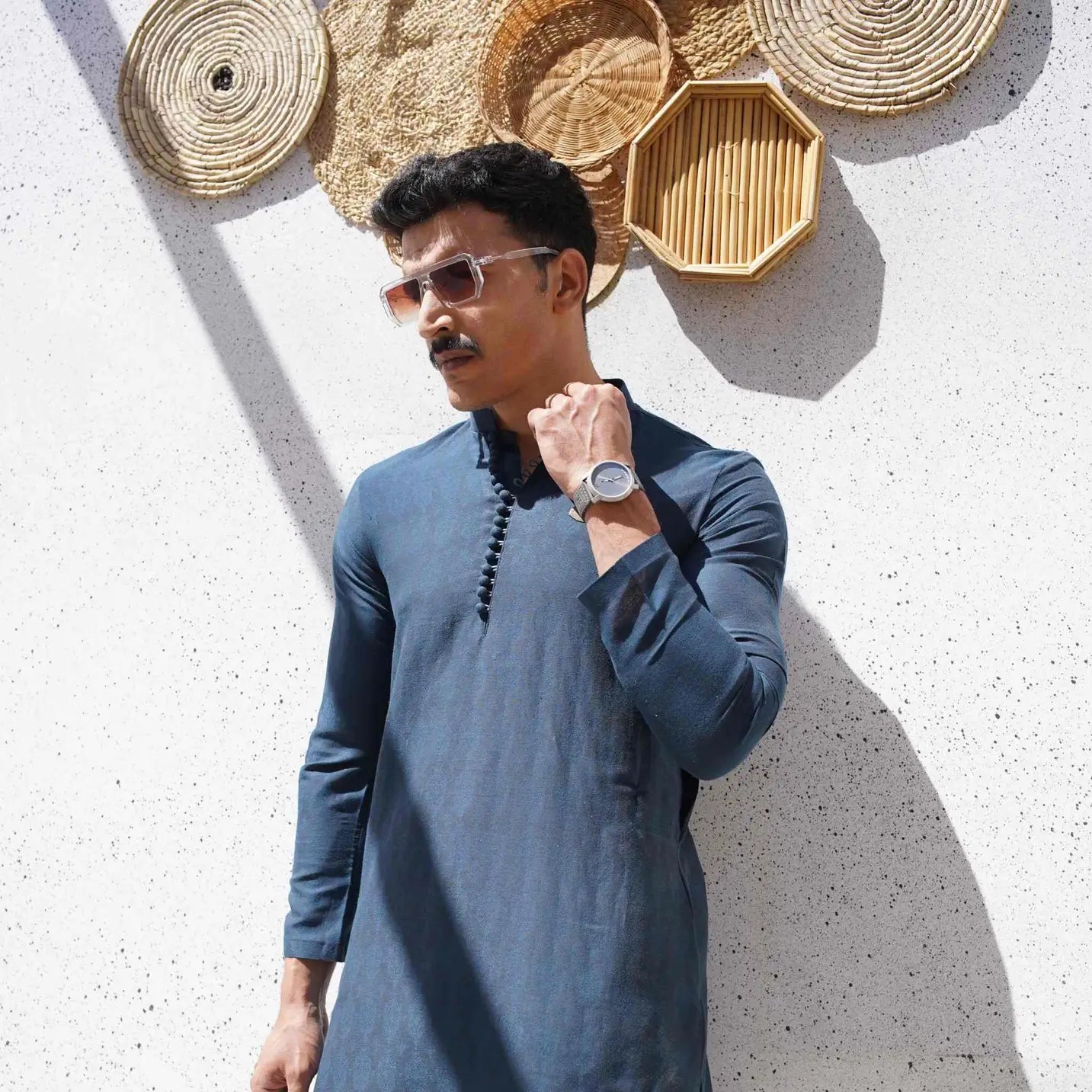 Marine Blue Kurta Pajama – Eid & Friday Wear USA