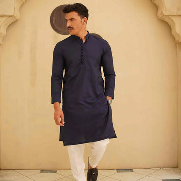 Dark Blue Kurta Pajama – Eid & Jummah Outfit USA