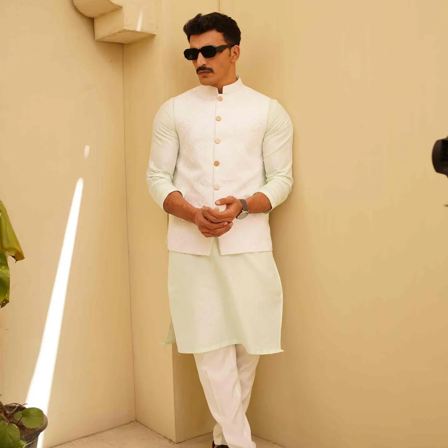 Off White Embroidered Waistcoat – Wedding Wear USA
