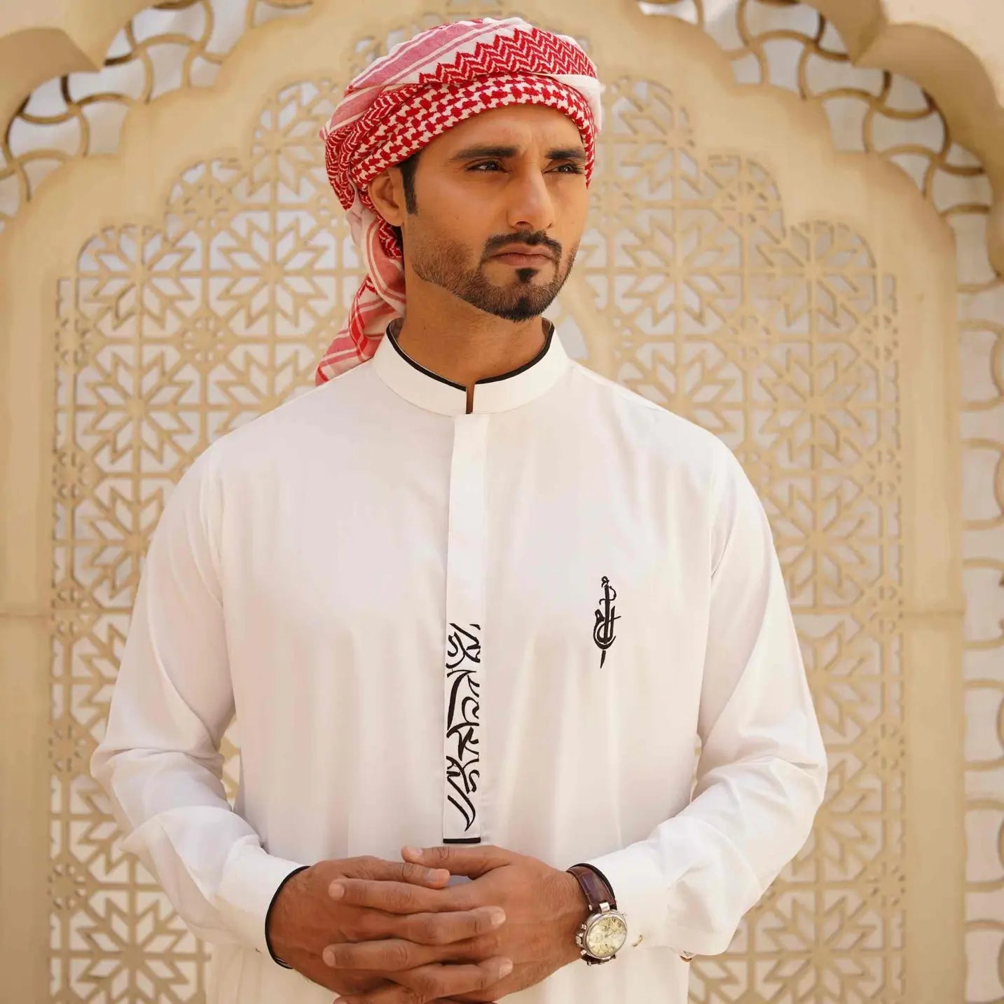 Muslim White Thobe with Arabic Embroidery – Muslim Wear USA