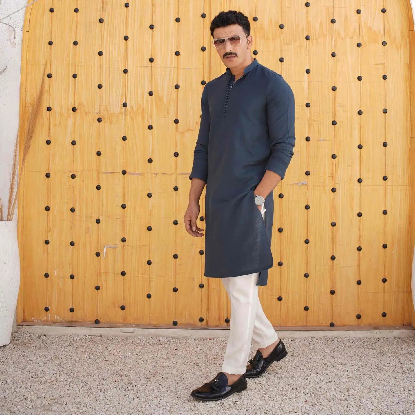 Marine Blue Kurta Pajama – Eid & Friday Wear USA Extra Large