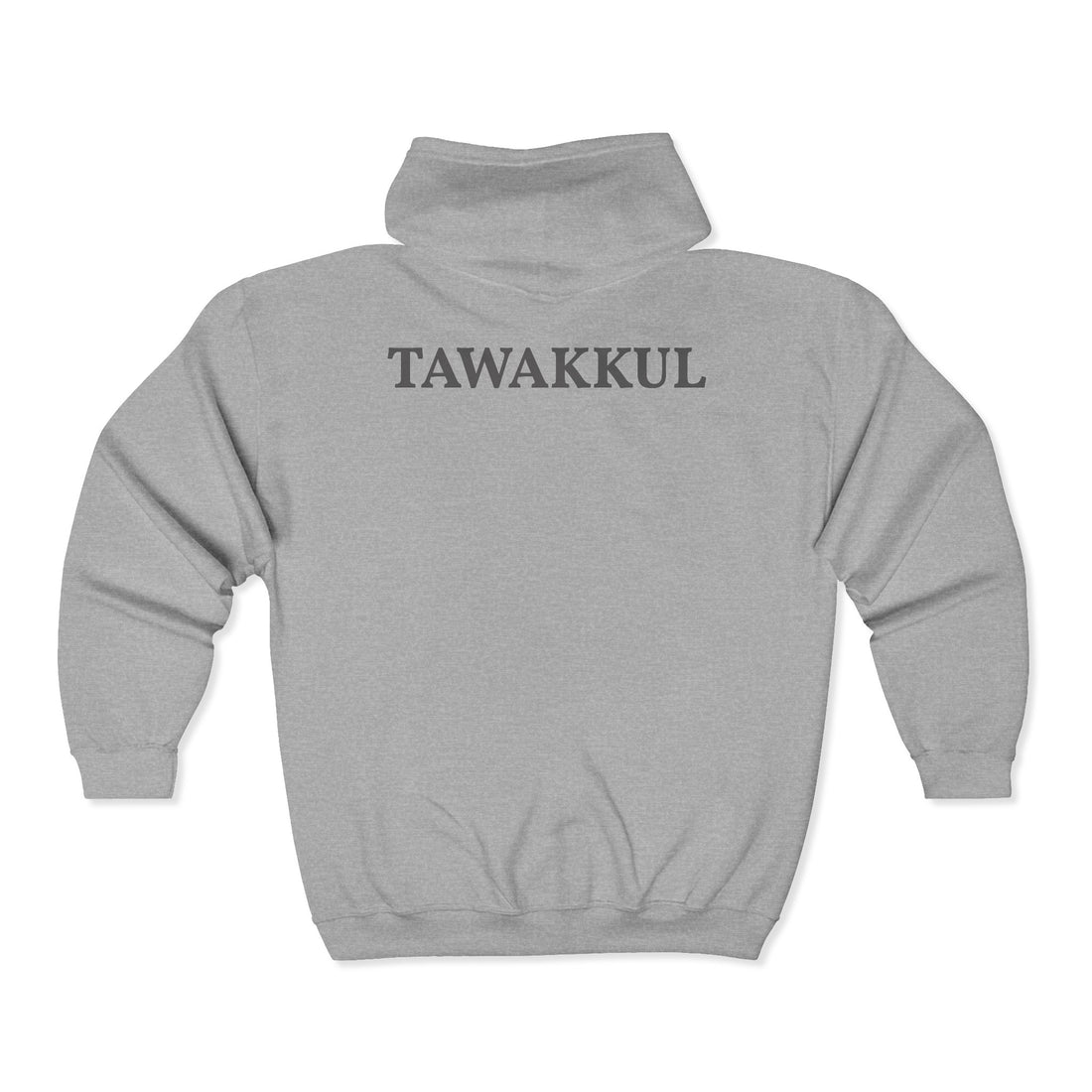 Tawakkul Arabic Script Zip Hoodie | Tawakkul Full Zip Hooded Sweatshirt