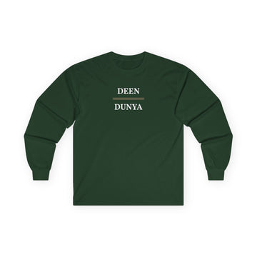 Deen Dunya Long Sleeve Tee | Islamic Faith Text Shirt
