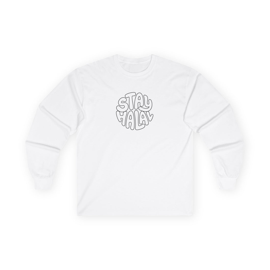 Stay Halal Bubble Long Sleeve Tee | retro hand-drawn lettering
