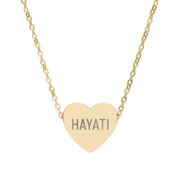 Engraved Hayati Heart Necklace | Personalized Initial Pendant