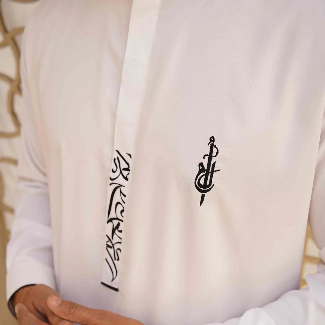 Muslim White Thobe with Arabic Embroidery – Muslim Wear USA