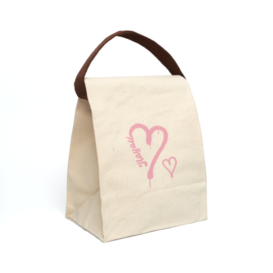 Pink Heart Graffiti Canvas Lunch Bag