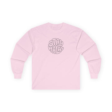 Stay Halal Bubble Long Sleeve Tee | retro hand-drawn lettering