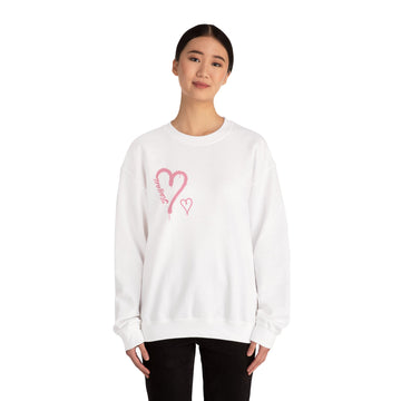 Pink Hand-Drawn Heart Crewneck Sweatshirt | Minimal Valentine Design